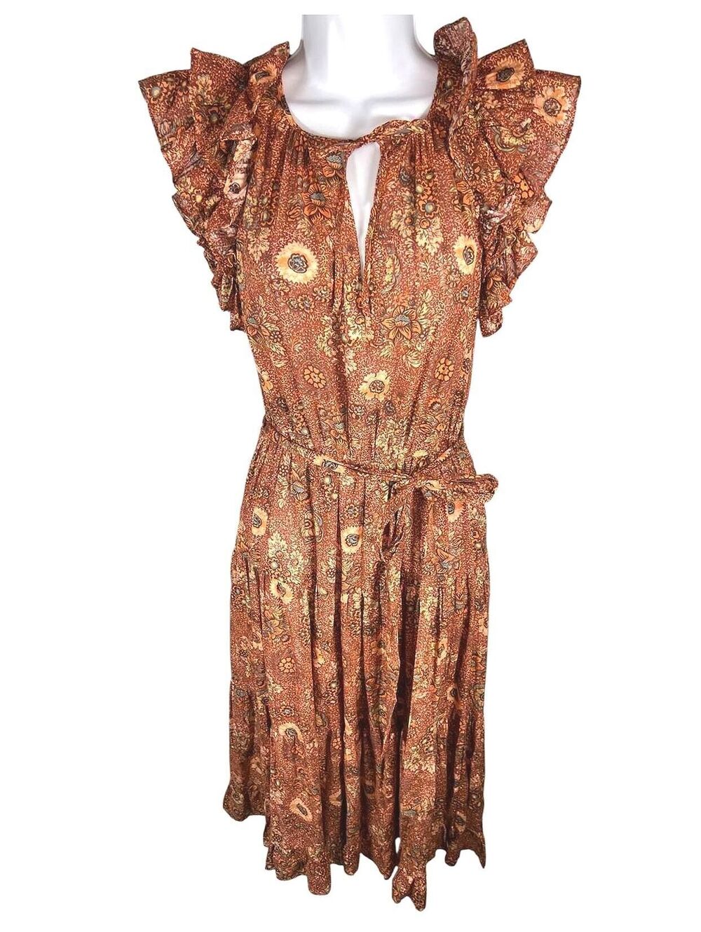 Ulla Johnson Virginia Midi Dress Boho Chic Floral Cottagecore Autumm Size 4 - Picture 3 of 9